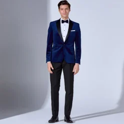 Marco Capelli Velvet Tuxedo Blazer - Navy