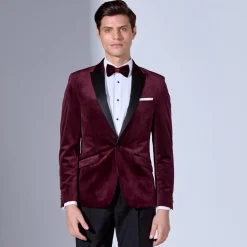 Marco Capelli Velvet Tuxedo Blazer - Red