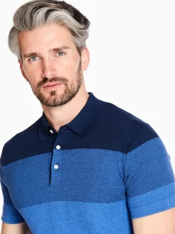Marco Capelli Yarn Dyed Stripe Knitted Polo - Navy