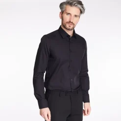 Marvelis Body Fit Plain Formal Shirt - Black