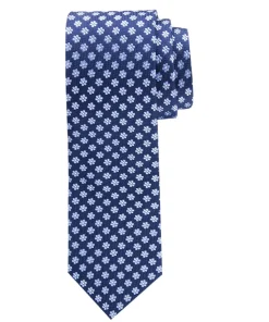 Profuomo Business Flower Geo Dot Silk Tie - Navy