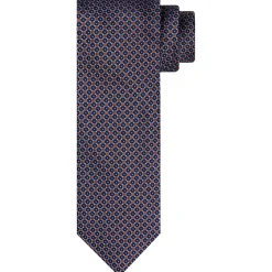 Profuomo Geo Pattern Silk Tie - Rust