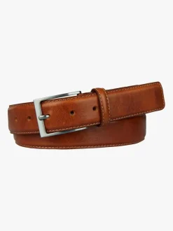 Profuomo Leather Contrast Belt 3.5cm - Cognac