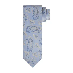 Profuomo Paisley Woven Silk Tie - Blue
