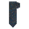 Profuomo Silk Print Tie - Navy