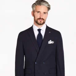 Remus Uomo Sondrio Double Breast Suit Jacket - Navy