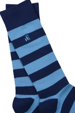Swole Panda Blue Stripe Socks