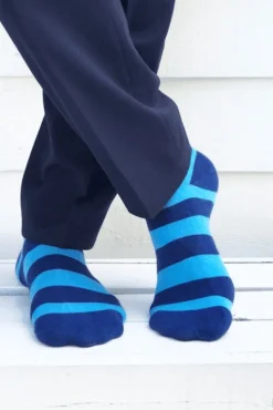 Swole Panda Blue Stripe Socks