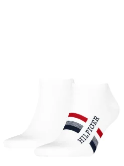 Tommy Hilfiger 2 Pack Hilfiger Tab Sneaker Sock - White