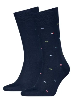Tommy Hilfiger 2 Pack Nautical Flag Socks - Navy