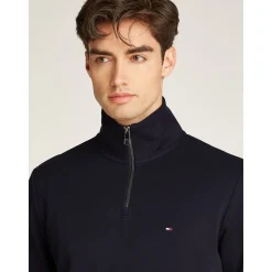Tommy Hilfiger Essential In Techno Quarter Zip - Navy