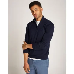 Tommy Hilfiger Essential Cotton Zip Mock - Navy