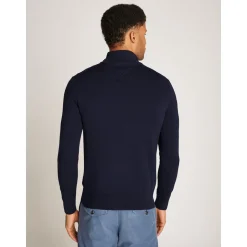 Tommy Hilfiger Essential Cotton Zip Mock - Navy