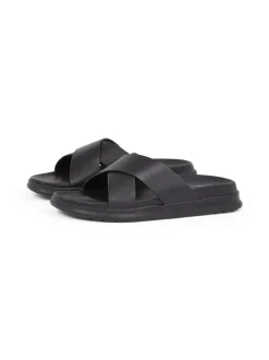 Tommy Hilfiger Hilfiger Leather Sandal - Black