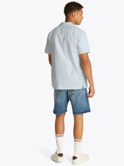 Tommy Jeans Classic Linen Cuban Collar Shirt - Blue