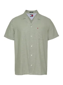Tommy Jeans Classic Linen Cuban Collar Shirt - Green