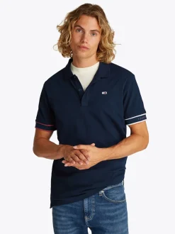 Tommy Jeans Flag Cuff Polo - Navy