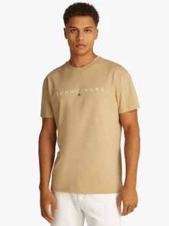 Tommy Jeans Linear Logo T-Shirt - Brown