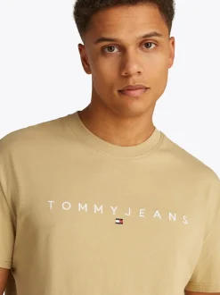 Tommy Jeans Linear Logo T-Shirt - Brown