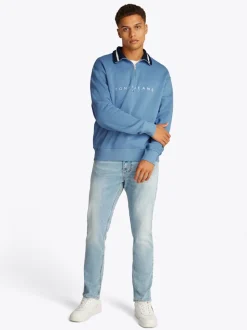 Tommy Jeans Linear Quarter Zip Sweatshirt - Blue