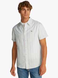 Tommy Jeans Linen Stripe Shirt - Blue