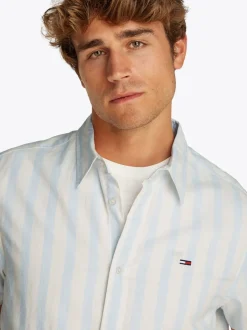 Tommy Jeans Linen Stripe Shirt - Blue