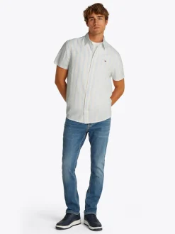 Tommy Jeans Linen Stripe Shirt - Blue