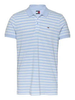 Tommy Jeans Slim Placket Stripe Polo - Blue