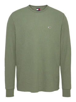 Tommy Jeans Waffle Long Sleeve T-Shirt - Green