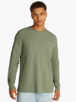 Tommy Jeans Waffle Long Sleeve T-Shirt - Green
