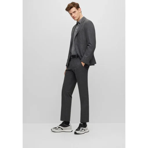 Boss Bono L Virgin Wool Polo Sweater - Grey