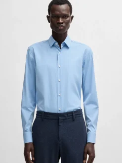 Boss H-Hank Spread Slim Fit Shirt - Blue