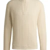 Boss Structured Quarter Zip Sweatshirt - Stone