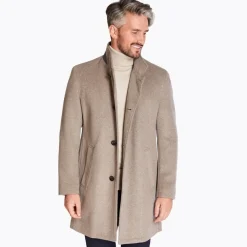 Bugatti Diagonal Stand Collar Coat - Stone