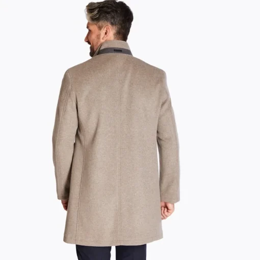 Bugatti Diagonal Stand Collar Coat - Stone