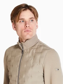 Bugatti Mix Media Quilt Sweat Jacket - Brown