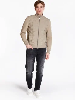 Bugatti Mix Media Quilt Sweat Jacket - Brown