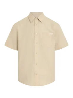 Calvin Klein Jeans Linen Cotton Short Sleeve Shirt - Stone