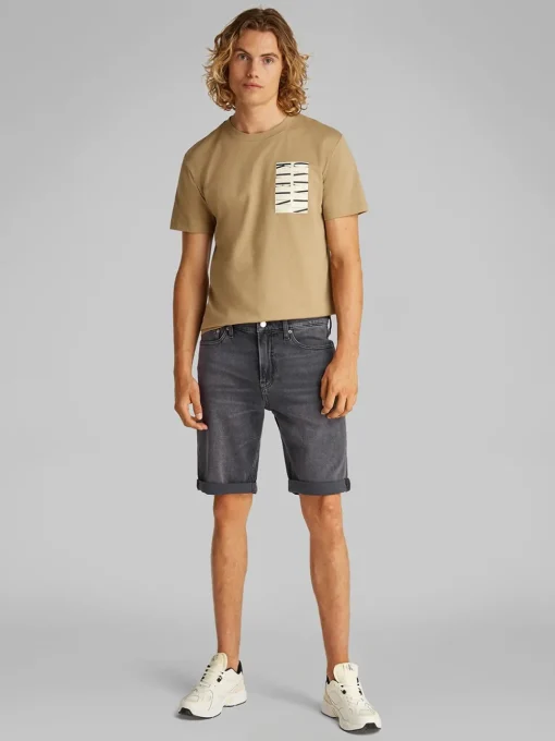 Calvin Klein Jeans Slim Denim Shorts - Grey