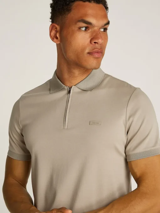 Calvin Klein Liquid Touch Welt Zip Polo - Green