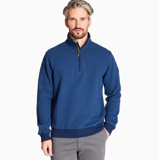 Club 1879 Leinster Half Zip Rib Sweatshirt - Blue