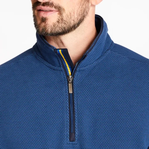 Club 1879 Leinster Half Zip Rib Sweatshirt - Blue
