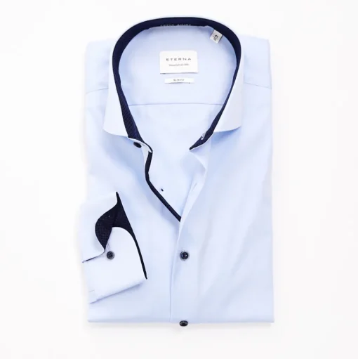 Eterna Plain Opaque Cover Shirt - Blue