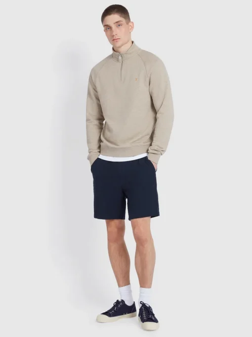 Farah Jim Quarter Zip Sweat - Brown