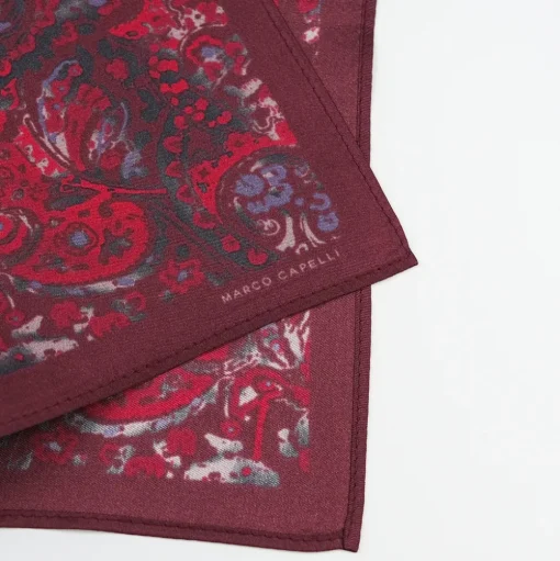 Marco Capelli Paisley Print Silk Pocketsquare - Red