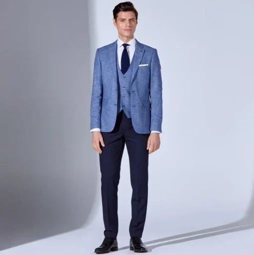 Marco Capelli Plain Linen Mixwaistcoat - Blue