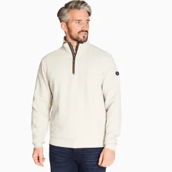 Marco Capelli Structured Jacquard Quarter Zip Sweat - White