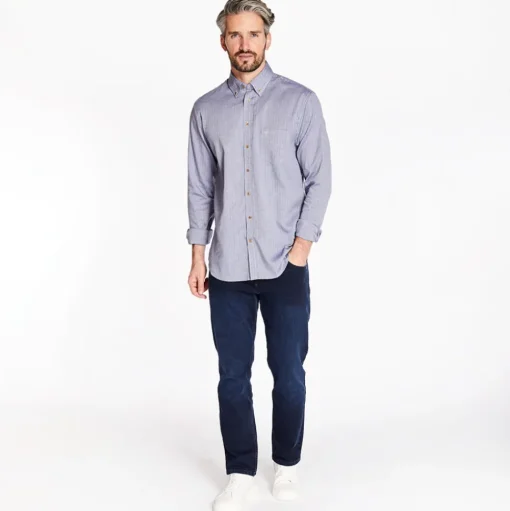 Marco Capelli Tencel Herringbone Cotton Wool Shirt - Navy