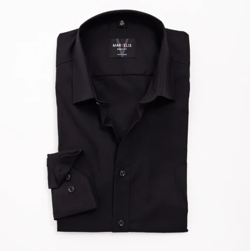 Marvelis Body Fit Plain Formal Shirt - Black