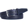 Profuomo Leather Contrast Belt 3.5cm - Navy